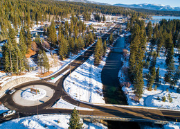 Aerial of Truckee River Bridge where murals will be placed