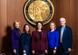 The 2024 Board of Supervisors pose in front of Placer County seal