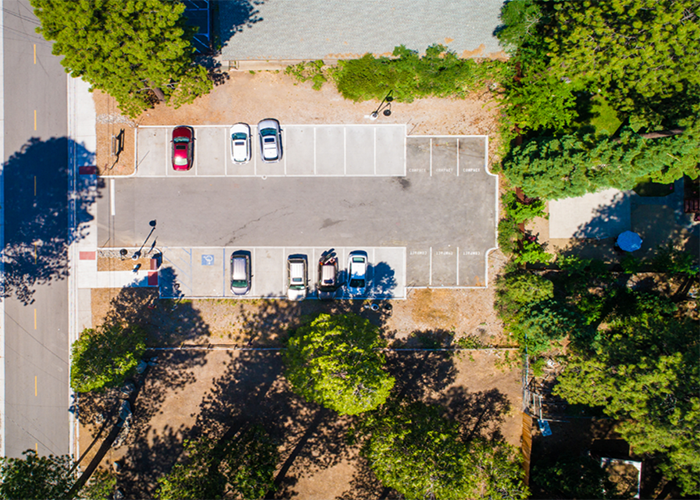 Aerial of a parking lot