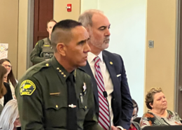 Placer County Sheriff, Wayne Woo, and District Attorney, Morgan Gire, speak at sexually violent predator meeting