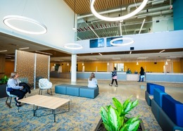 Lobby of new Health and Human Services center in Auburn