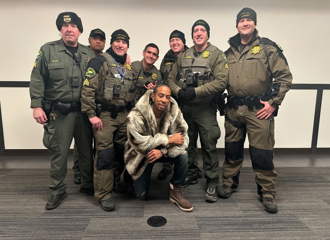 Placer County Sheriff team poses with actor and rapper Ludacris