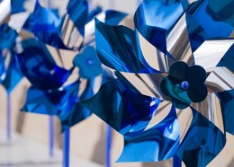 Blue and silver pinwheels