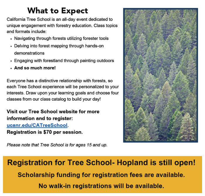 registration for tree school hopland is still open