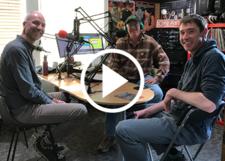 DJ Ewan and Tim Cussen in the radio studio at Truckee Tahoe radio