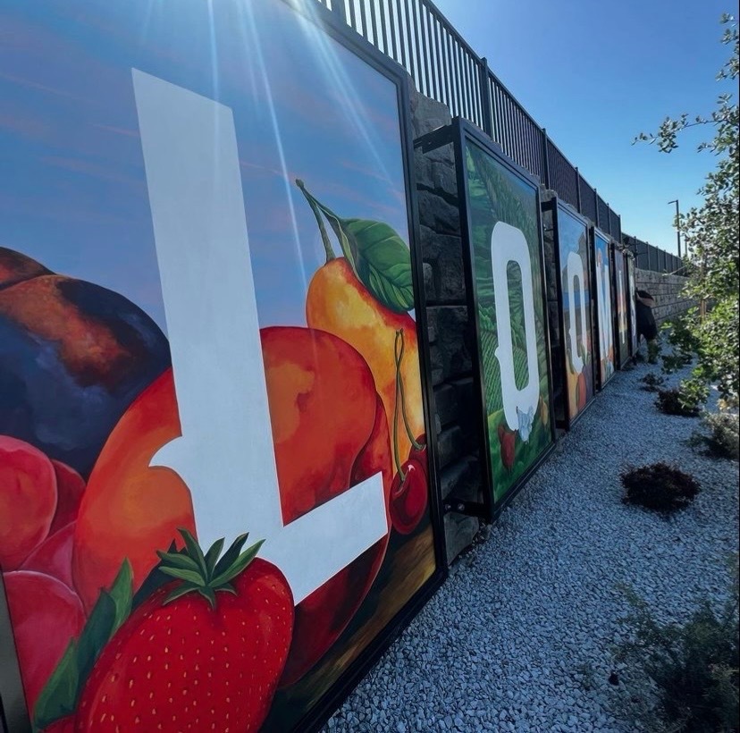 Close up image of Loomis art wall mural 