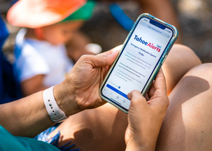 TahoeAlerts webpage on a mobile device