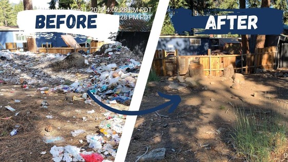 Clean Tahoe photos of before and after a clean-up call