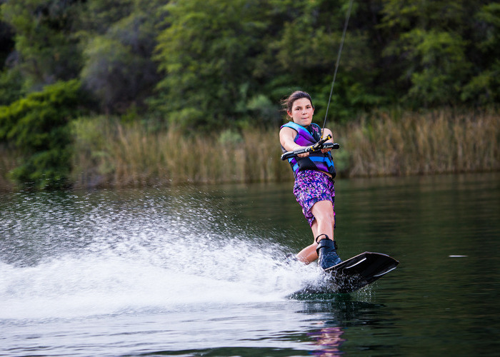 A skier on Clementine Lake