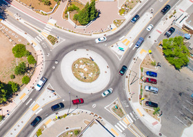 Drone areal shot of roundabout 