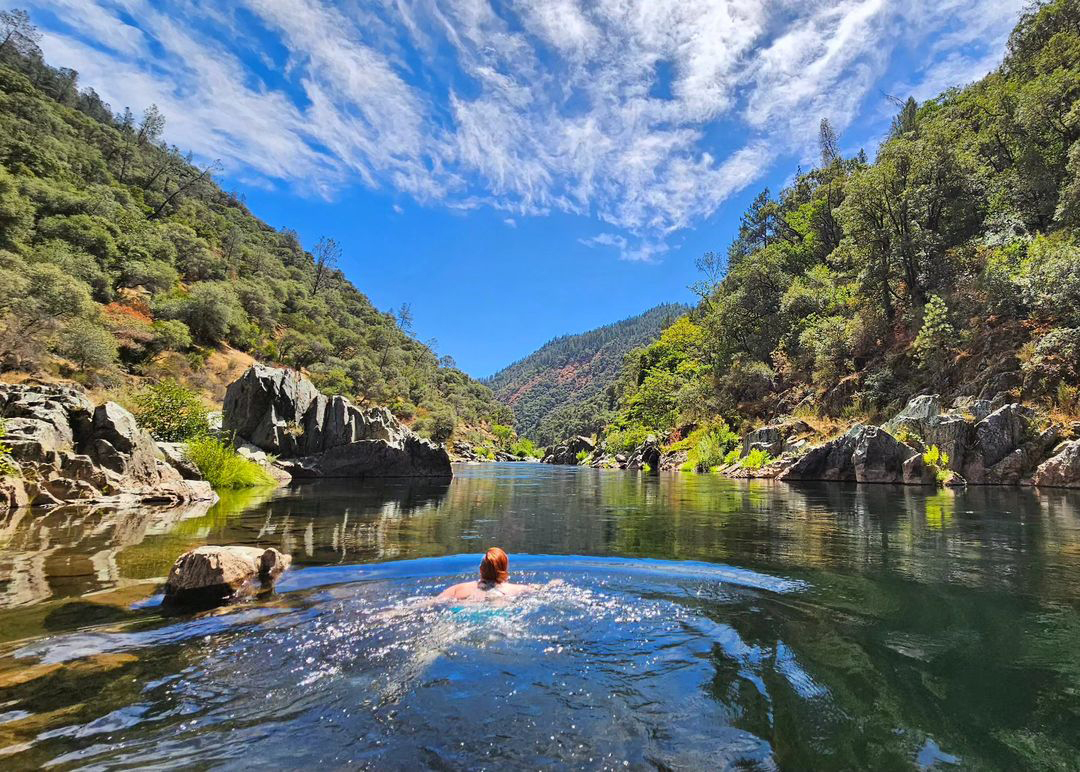 Swimmer in American River