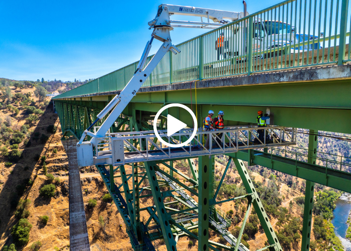 Aerial view of Foresthill Bridge inspection