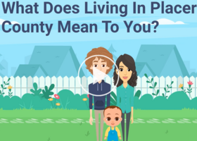 Cartoon Image of family standing in front of neighborhood