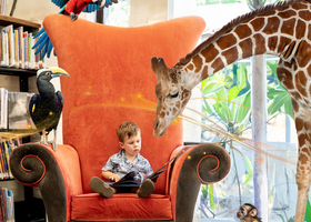 Placer County Library, Zoo Animals around Boy on Chair