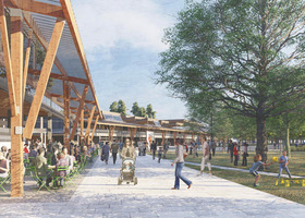 Rendered image of PCGC vision for eclectic marketplace in North Auburn