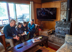 A family inside their home in North Lake Tahoe