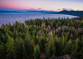 An aerial image of North Lake Tahoe from Eagle rock