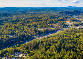 An aerial image of forests in Placer County