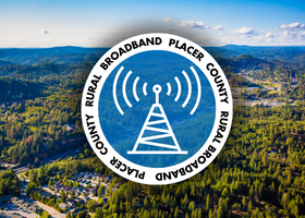 A view of the Placer Foothills with a broadband signal graphic on top.