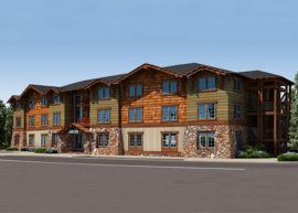 A rendering for a building proposed in the the Village at Palisades Tahoe specific plan. 
