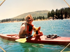 Justin Stevens on the lake in a canoe circa 2003