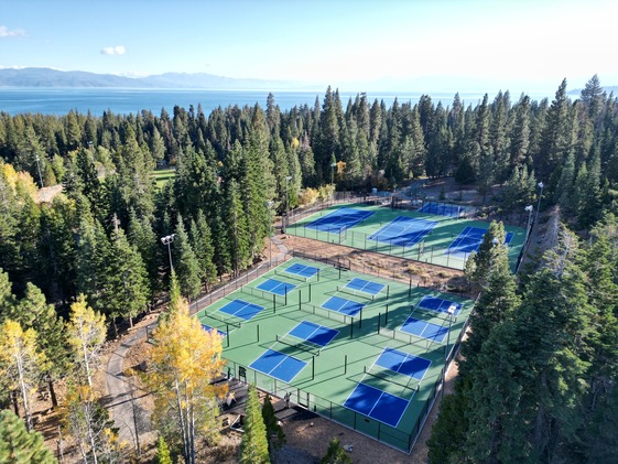 A courtesy aerial photo of NTPUD's North Tahoe Regional Park and the new pickleball courts