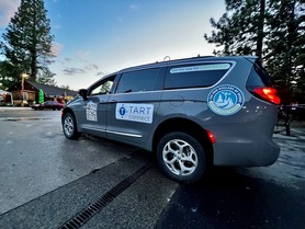 An image of a TART Connect van transporting passengers in Kings Beach. 