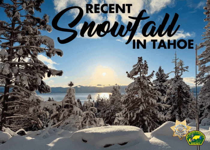 Photos of recent snowfall in North Lake Tahoe with a link to Instagram.