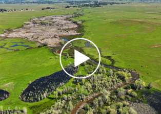 An aerial view of conserved land in west Placer County