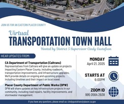 Supervisor Gustafson's Transportation Town Hall event flyer showing details for the Zoom call. 