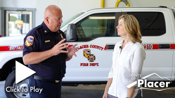 Bonnie Gore with Fire Chief Estes