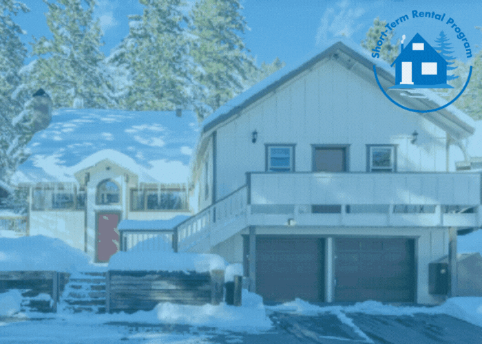 Three images in rotation with housing and details of the county's short-term rental complaint hotline.