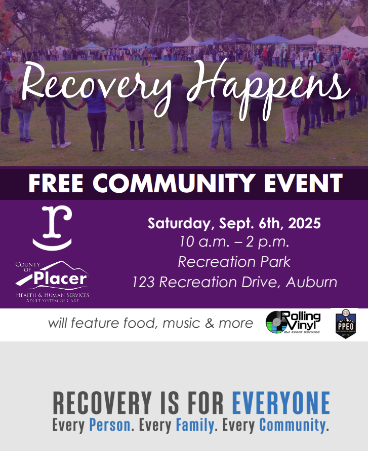 Flyer for Recovery Happens free community event