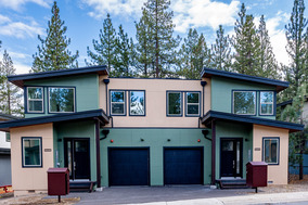 An image of a colorful building at Hopkins Village near Martis Valley.