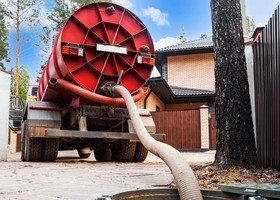 Truck and pump with septic tank