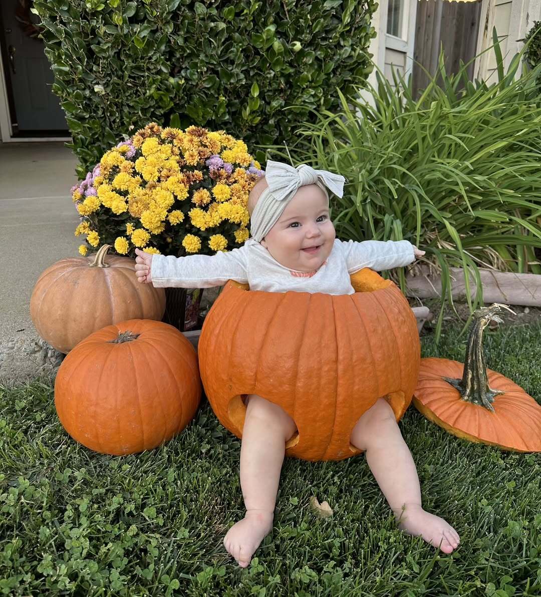This #PlacerLife photo of a baby sitting in a carved pumpkin was shared on Instagram by proud grandma, @debjordan66.