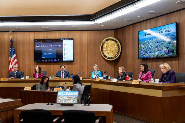 The Placer County Board of Supervisors at a meeting at the Placer County Administrative Center.