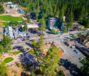 Aerial image of Tahoe City's Grove Street intersection