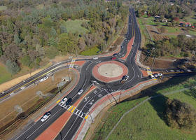 Aerial view of the SR-49 roundabout in Auburn