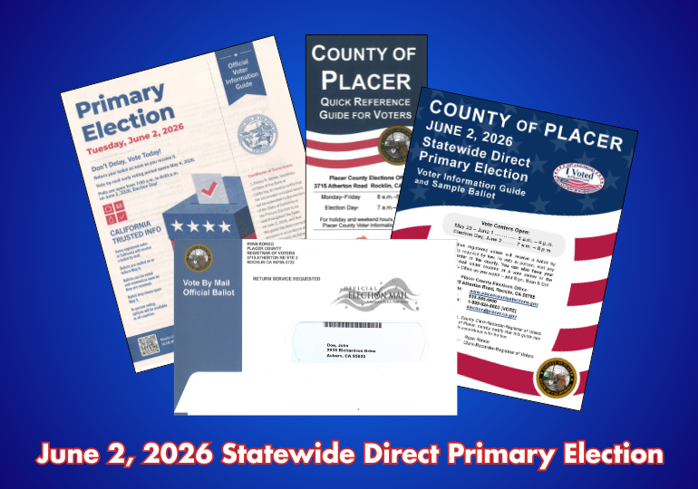 Image shows voting materials for June 2, 2026 Statewide Direct Primary Election