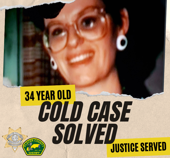 Picture from 1991 of Cindy Warner smiling with text  that says 34 Year Old Cold Case Solved and Justice Served at.
