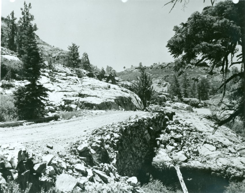 black and whie picture of trail and rocks