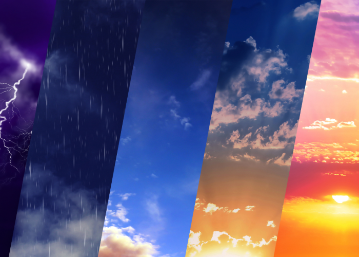 collage of weather systems