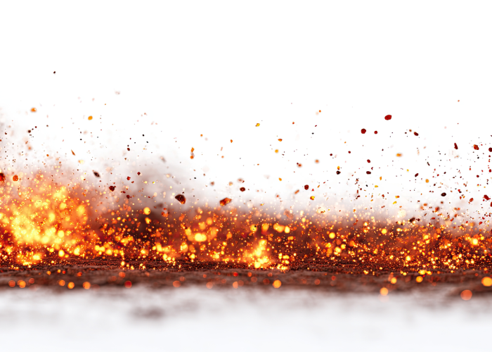 Red hot embers smolder