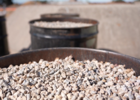 Barrels hold tons of lead that was extracted from the soil at the former Lincoln gun range