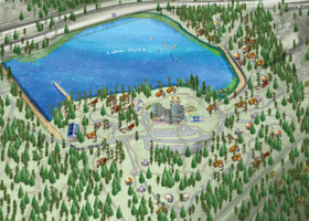 An artist’s rendering of a proposed educational park at Lake Putt