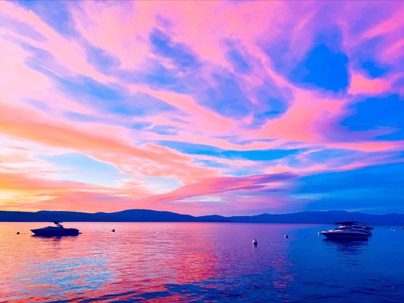 colorful sky over lake tahoe