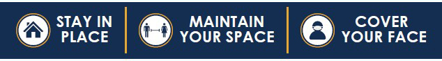 Stay in Place, Maintain your Space, and Cover your Face