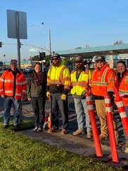 Councilmember Edwards with City team members marking the beginning of the Magnolia Avenue Repaving