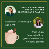 Office hours December 15th from 6:30-8